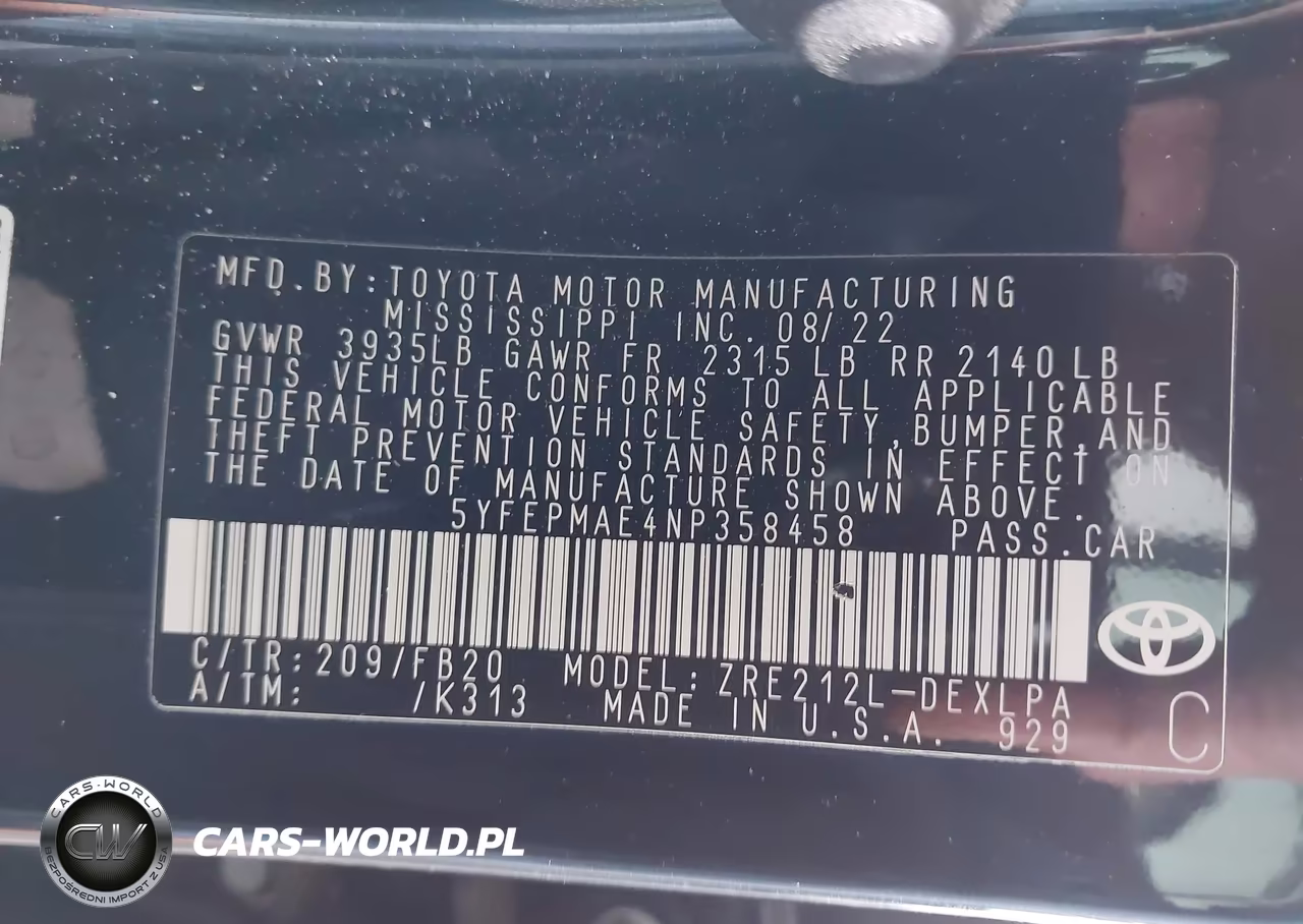 2022 Toyota Corolla Le VIN:5YFEPMAE4NP358458 - 9