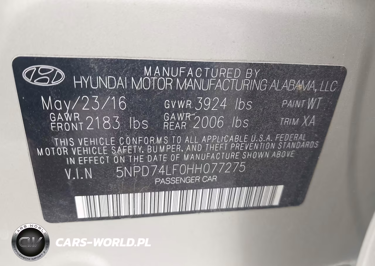 2017 Hyundai Elantra Se VIN:5NPD74LF0HH077275 - 9