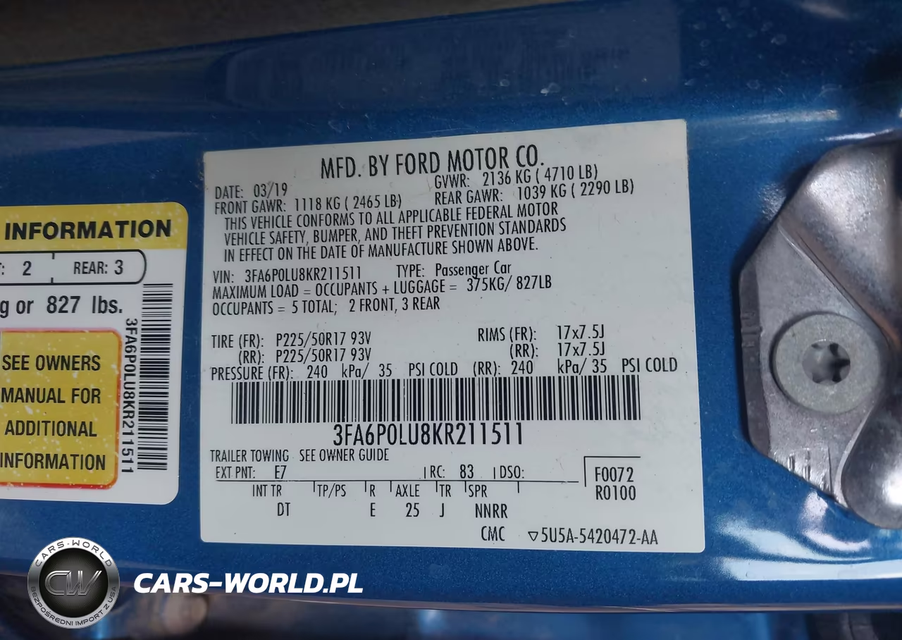 2019 Ford Fusion Hybrid Se VIN:3FA6P0LU8KR211511 - 9