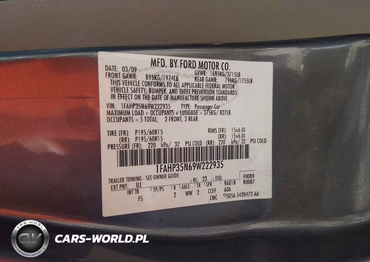 2009 Ford Focus Se VIN:1FAHP35N69W222935 - 9