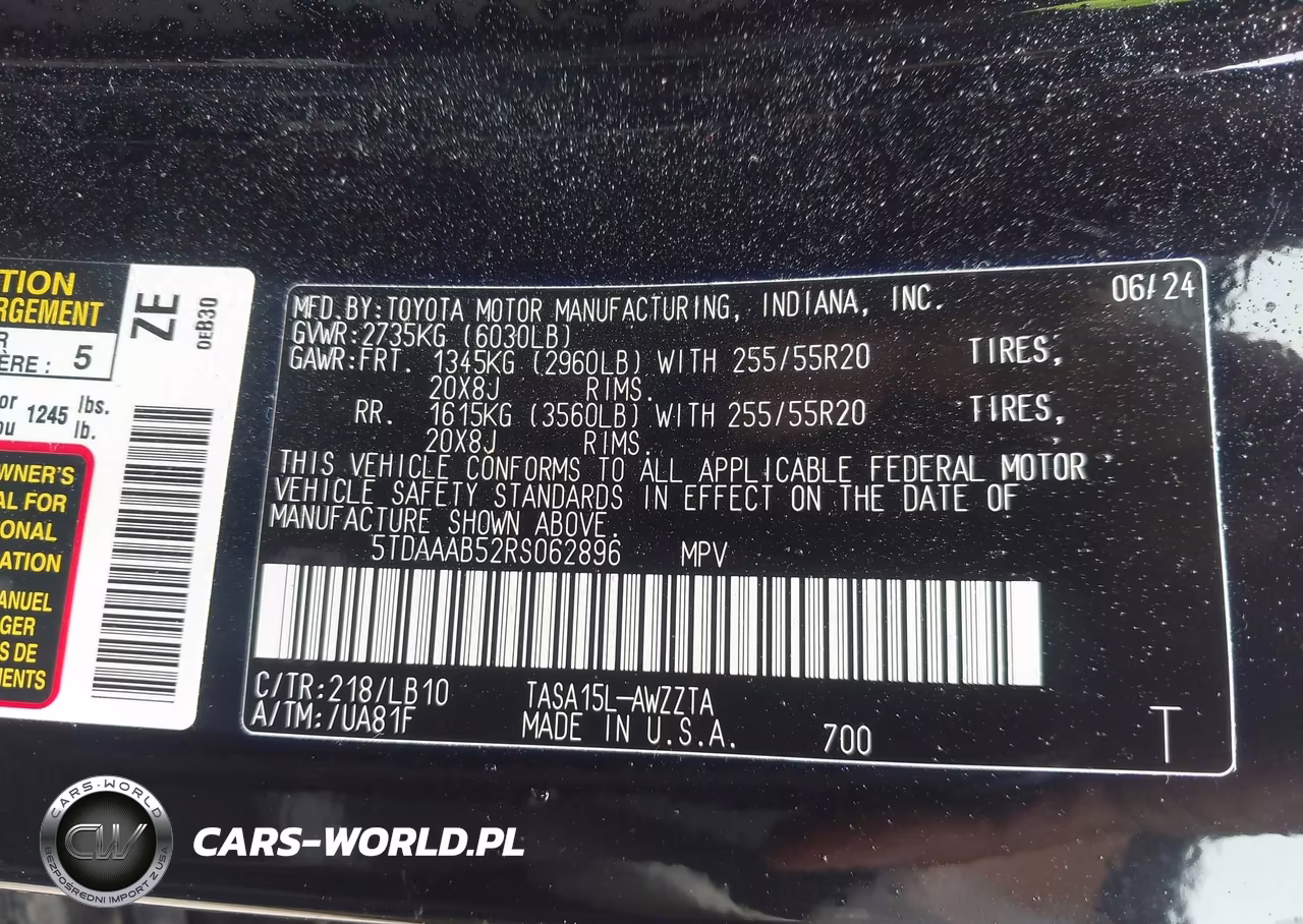 2024 Toyota Grand Highlander Platinum VIN:5TDAAAB52RS062896 - 9