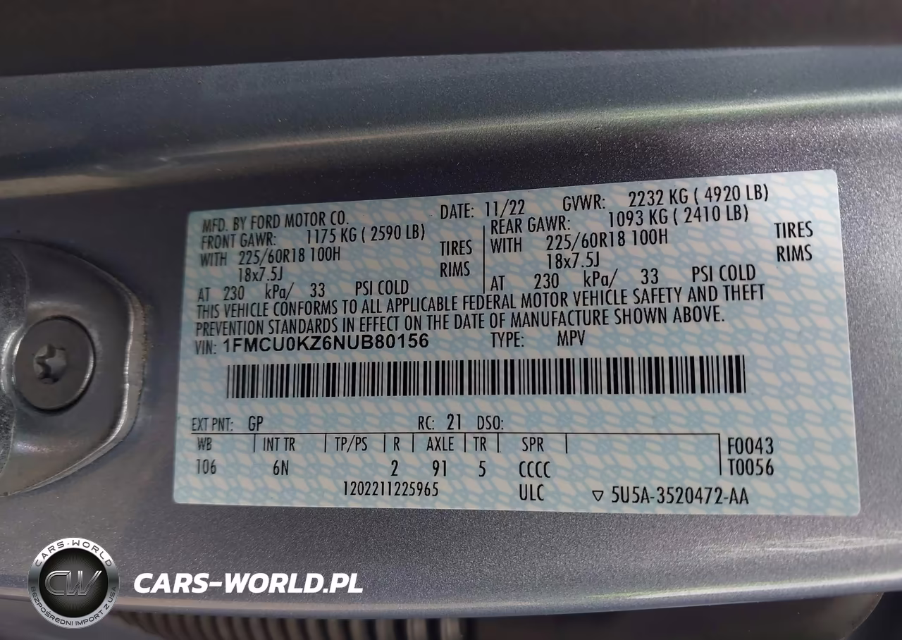 2022 Ford Escape Sel Plug-In Hybrid VIN:1FMCU0KZ6NUB80156 - 9