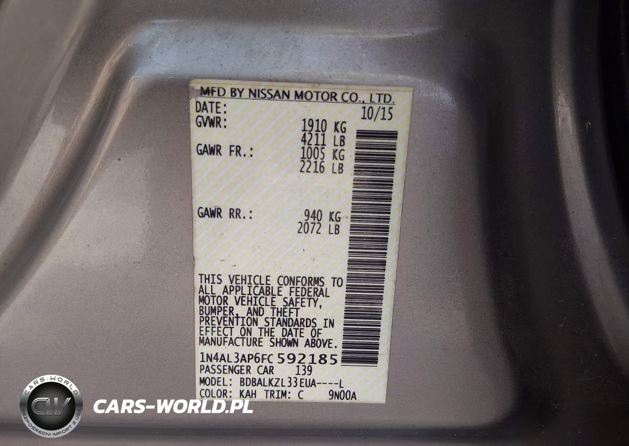 2015 Nissan Altima 2.5 Sv VIN:1N4AL3AP6FC592185 - 9
