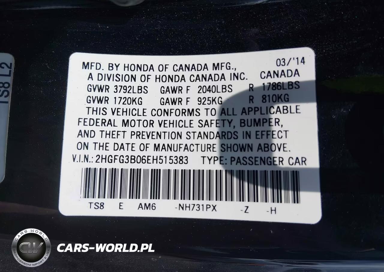 2014 Honda Civic Ex-L VIN:2HGFG3B06EH515383 - 9