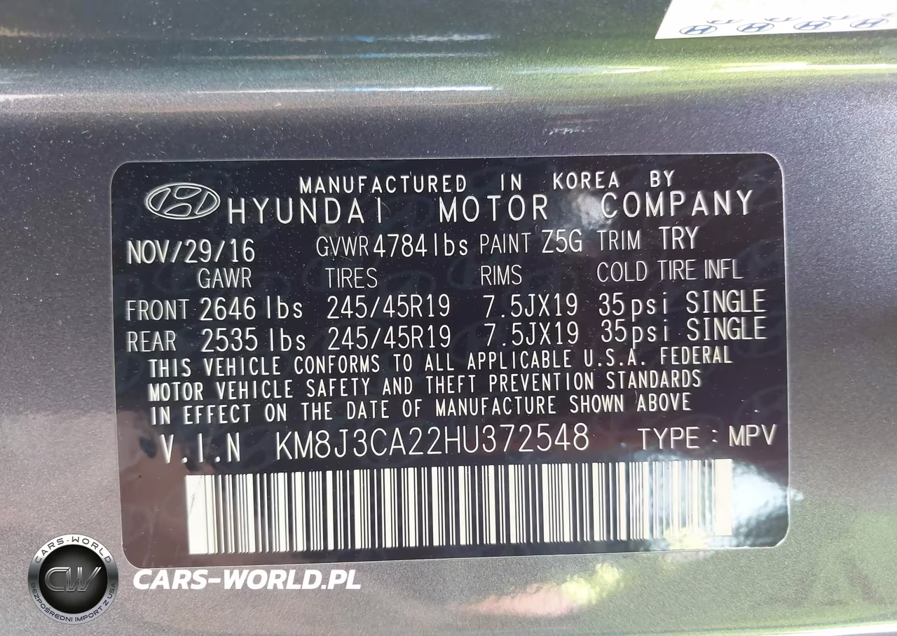 2017 Hyundai Tucson Limited VIN:KM8J3CA22HU372548 - 9