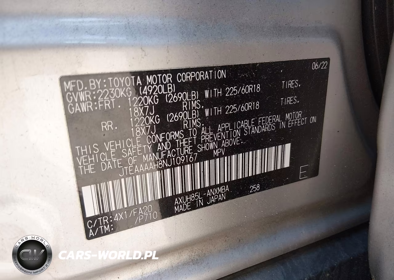 2022 Toyota Venza Le VIN:JTEAAAAH8NJ109167 - 9
