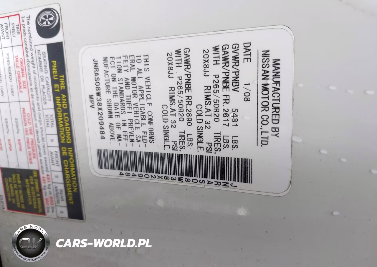 2008 Infiniti Fx35 VIN:JNRAS08W38X209484 - 9