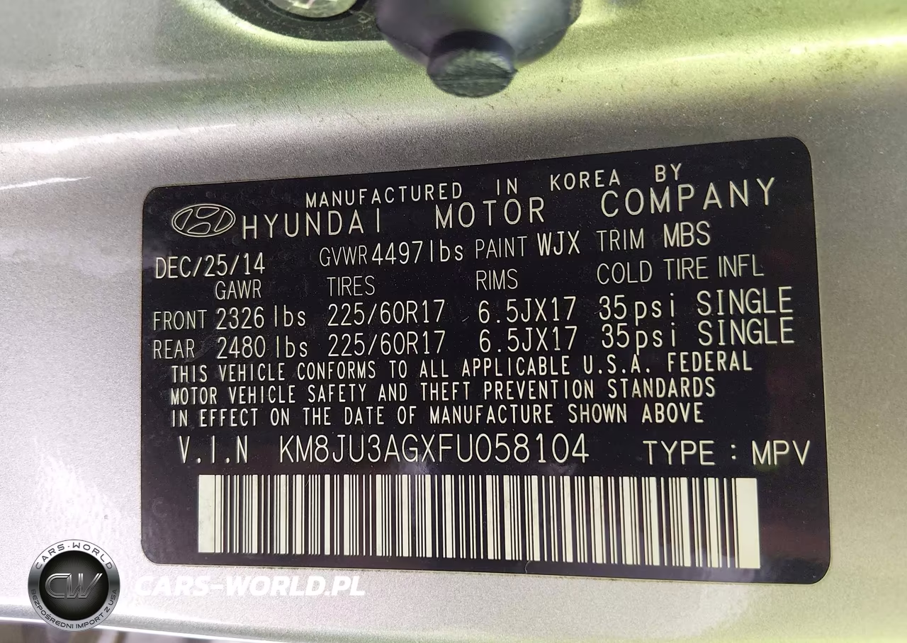 2015 Hyundai Tucson Se VIN:KM8JU3AGXFU058104 - 9