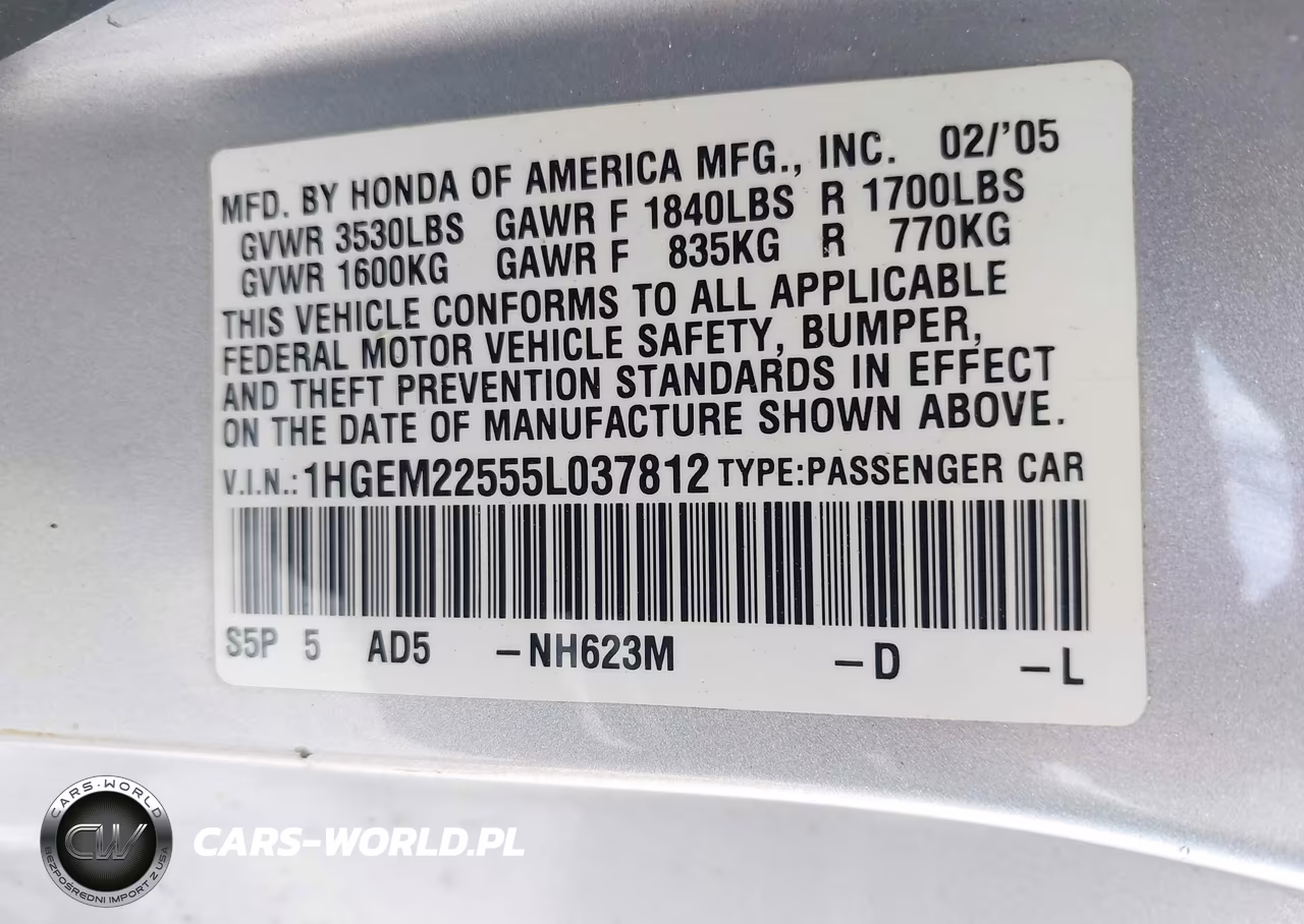 2005 Honda Civic Lx VIN:1HGEM22555L037812 - 9