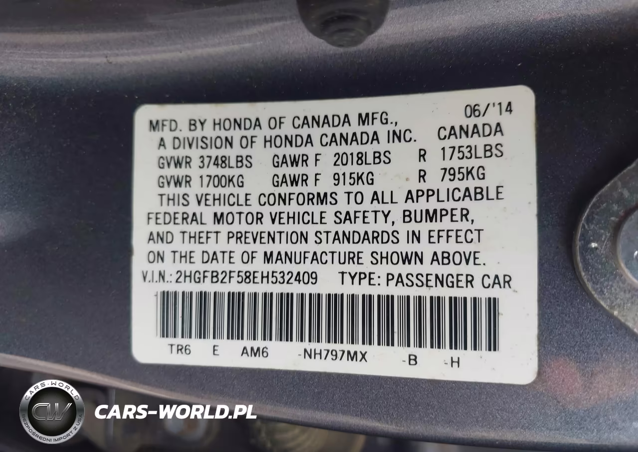 2014 Honda Civic Lx VIN:2HGFB2F58EH532409 - 9