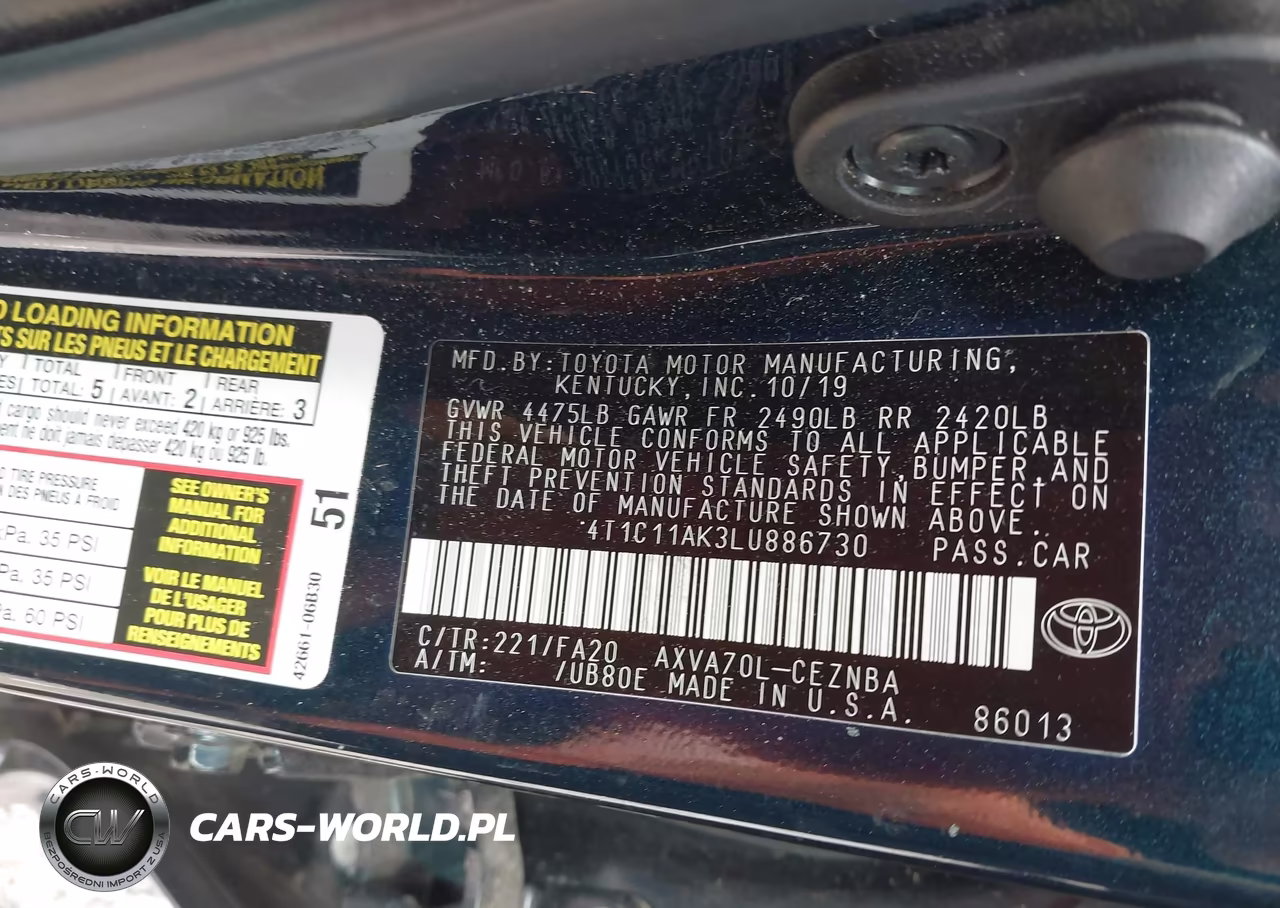 2020 Toyota Camry Le VIN:4T1C11AK3LU886730 - 9