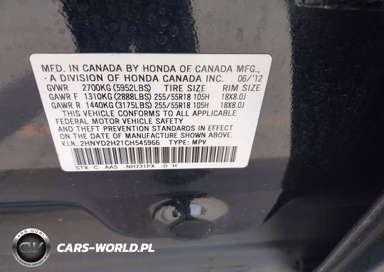 2012 Acura Mdx VIN:2HNYD2H21CH545966 - 9