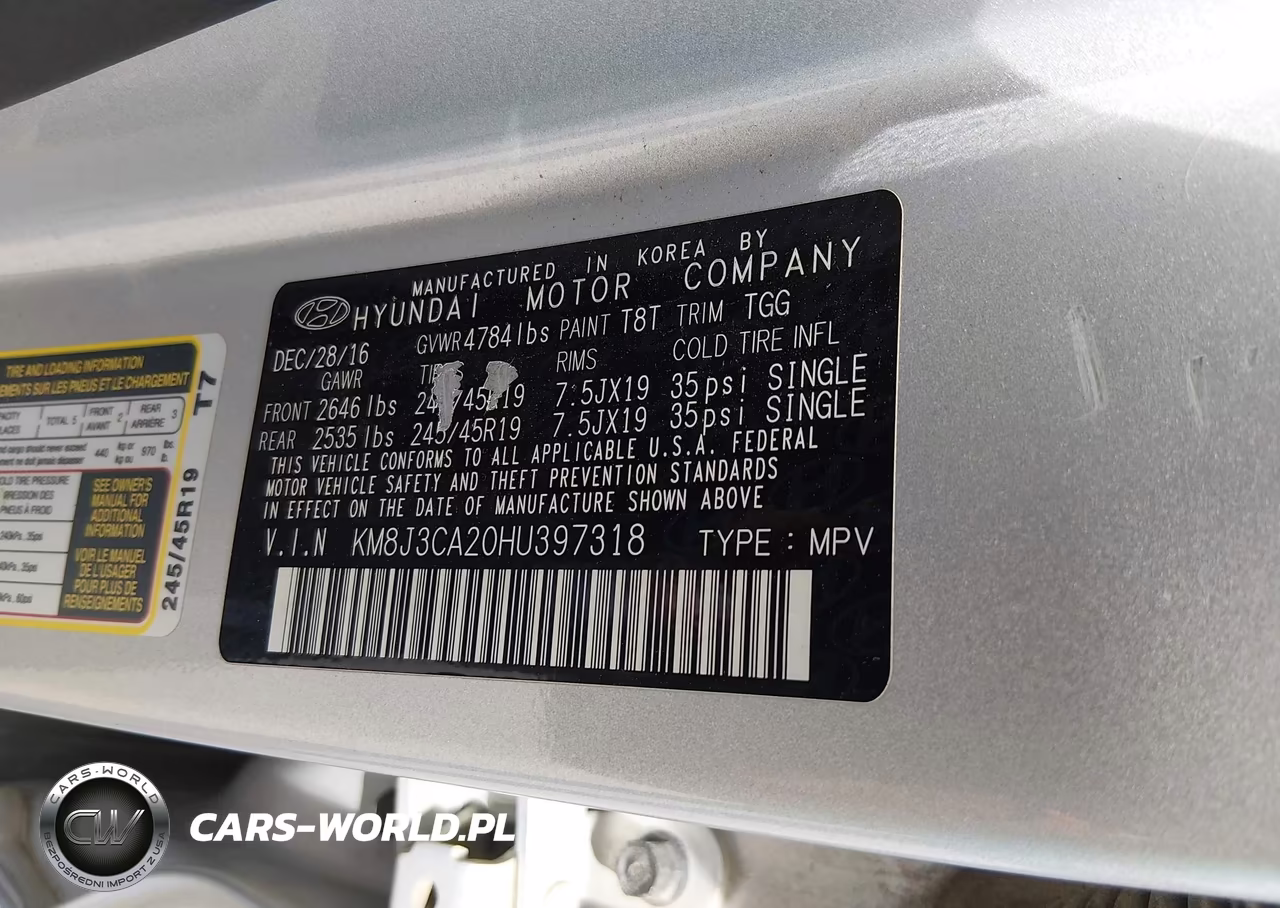2017 Hyundai Tucson Sport VIN:KM8J3CA20HU397318 - 9