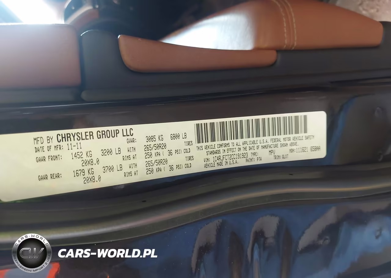 2012 Jeep Grand Cherokee Overland VIN:1C4RJFCT2CC191923 - 9