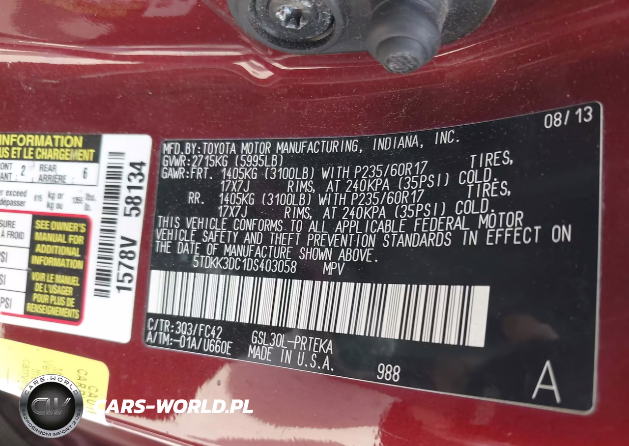 2013 Toyota Sienna Le V6 8 Passenger VIN:5TDKK3DC1DS403058 - 9