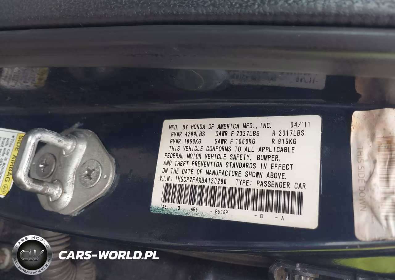 2011 Honda Accord 2.4 Lx-P VIN:1HGCP2F4XBA120286 - 9