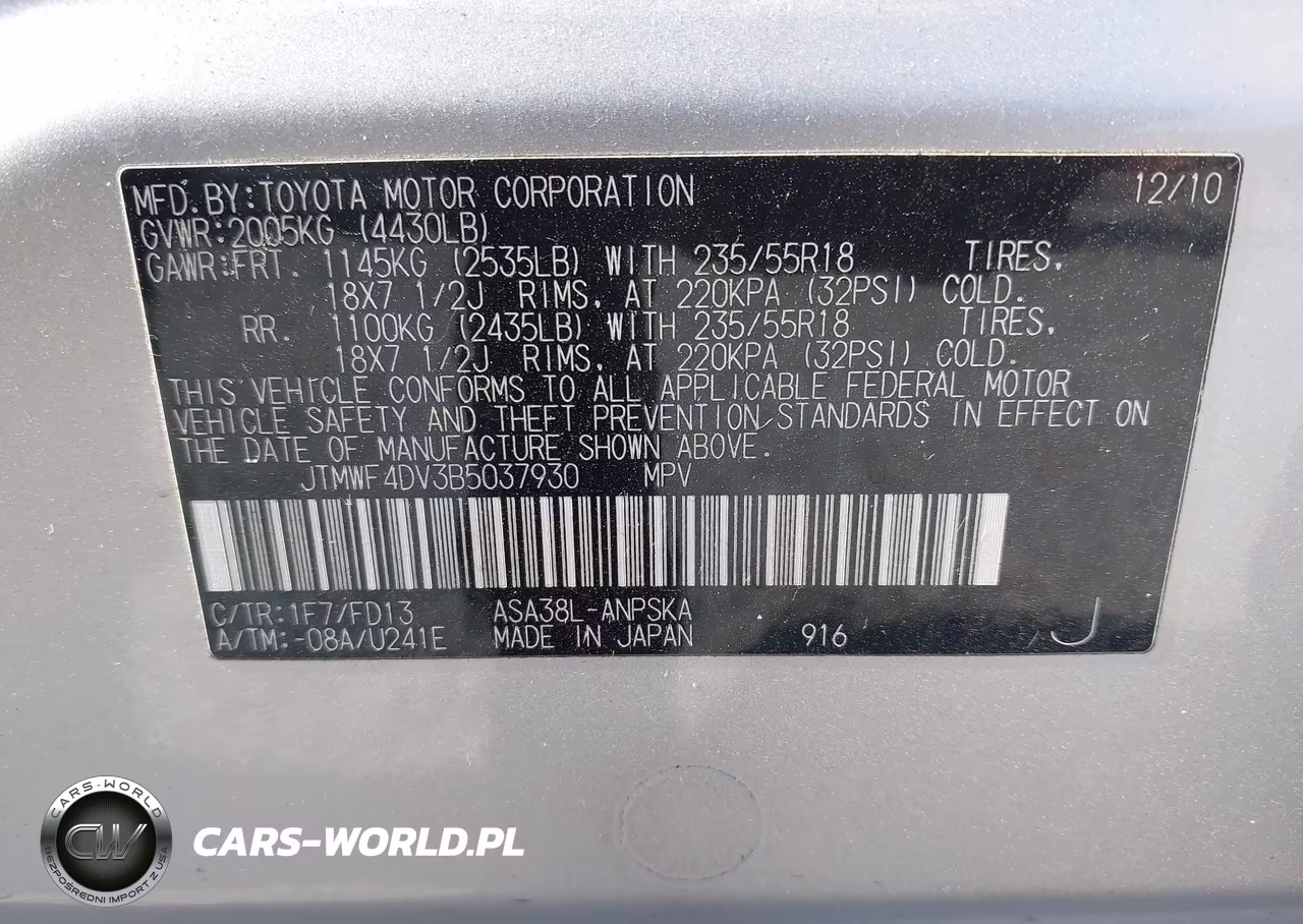 2011 Toyota Rav4 Sport VIN:JTMWF4DV3B5037930 - 9