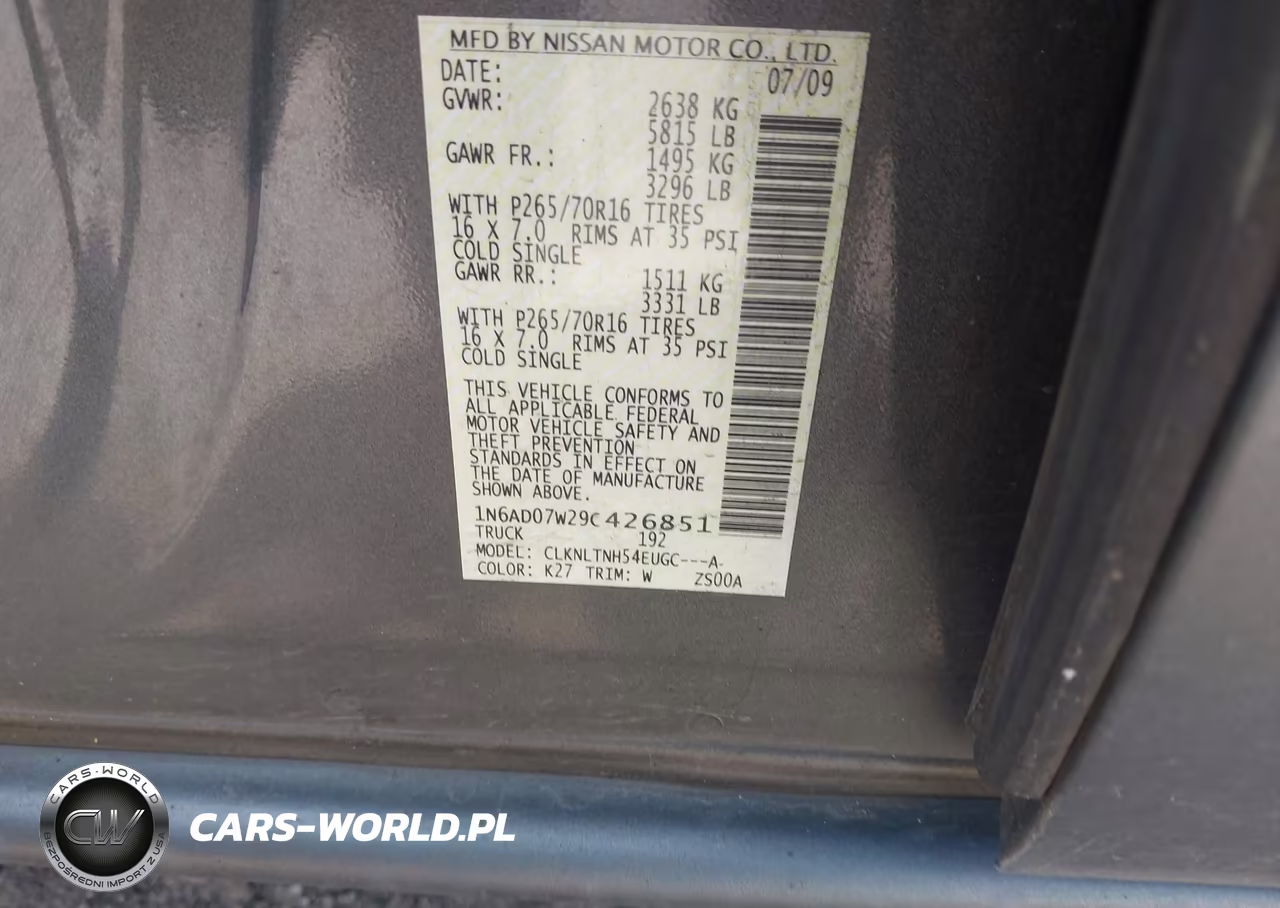 2009 Nissan Frontier Se VIN:1N6AD07W29C426851 - 9