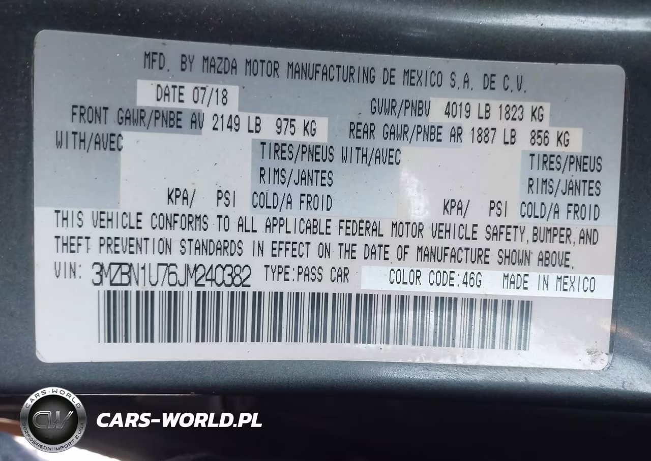 2018 Mazda Mazda3 Sport VIN:3MZBN1U76JM240382 - 9