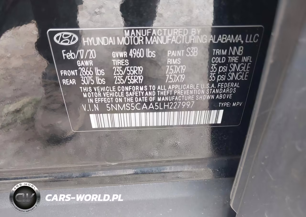 2020 Hyundai Santa Fe Limited 2.0T VIN:5NMS5CAA5LH227997 - 9