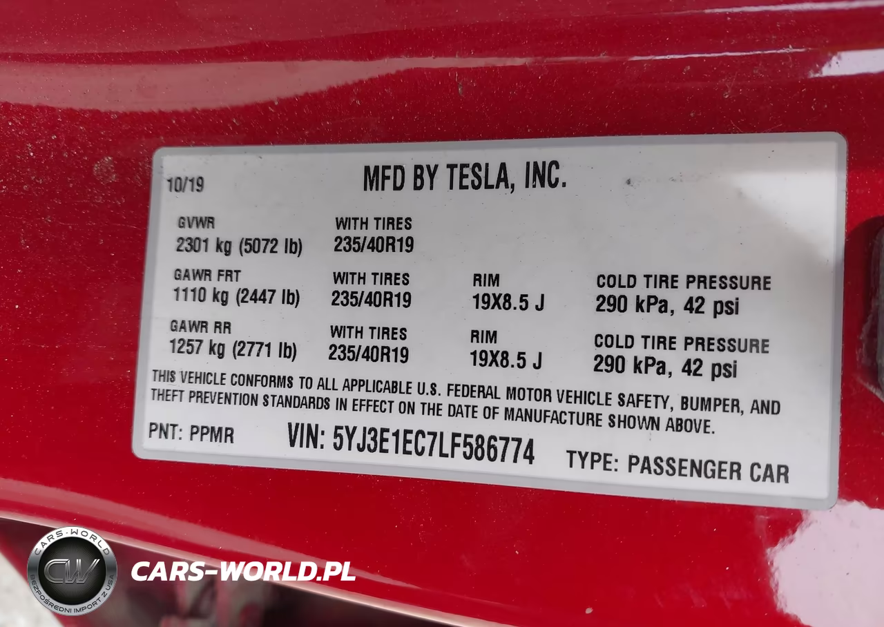 2020 Tesla Model 3 Performance Dual Motor All-Wheel Drive VIN:5YJ3E1EC7LF586774 - 9