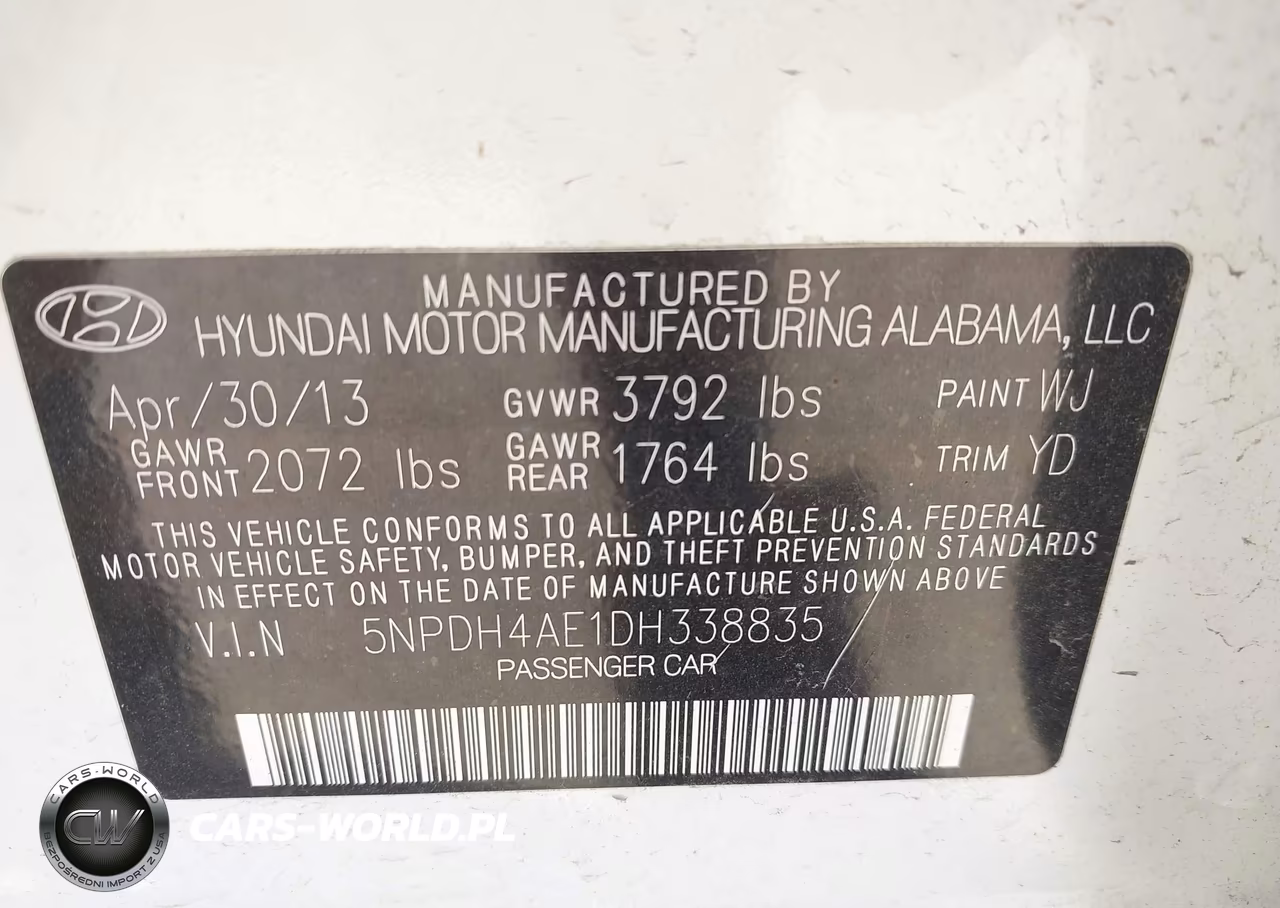 2013 Hyundai Elantra Gls VIN:5NPDH4AE1DH338835 - 9