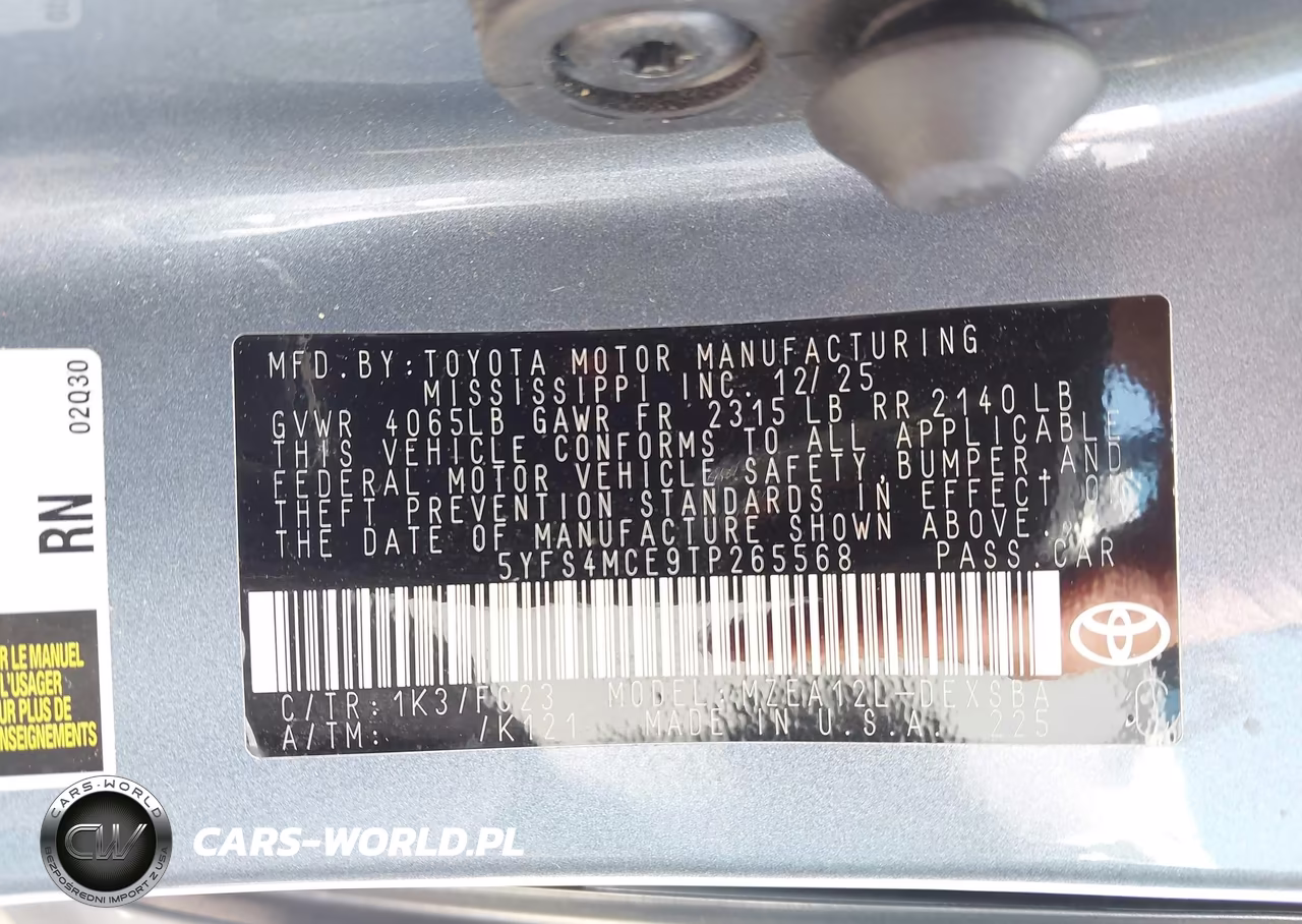 2026 Toyota Corolla Se VIN:5YFS4MCE9TP265568 - 9