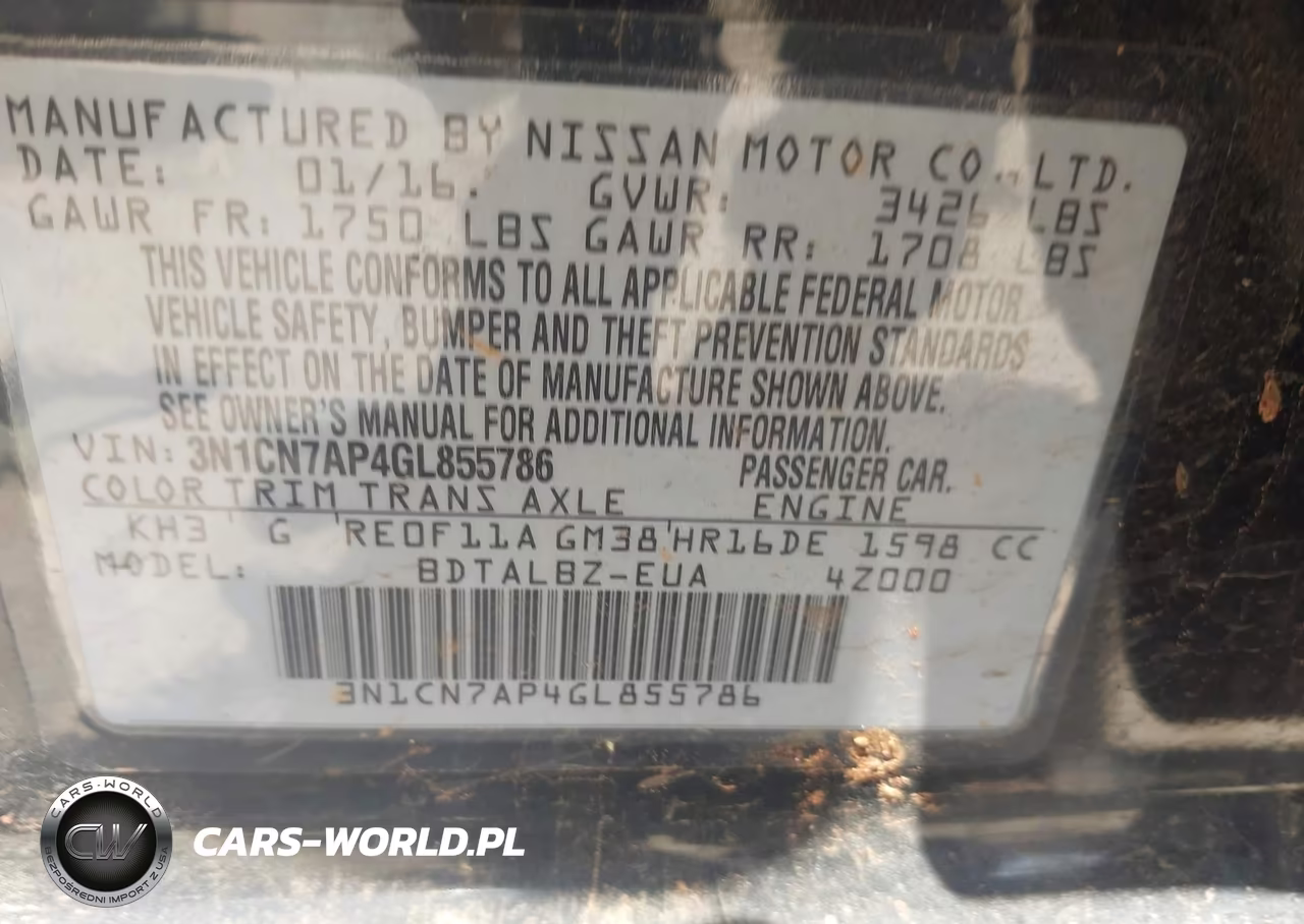2016 Nissan Versa 1.6 S-1.6 S+-1.6 Sl-1.6 Sv VIN:3N1CN7AP4GL855786 - 9