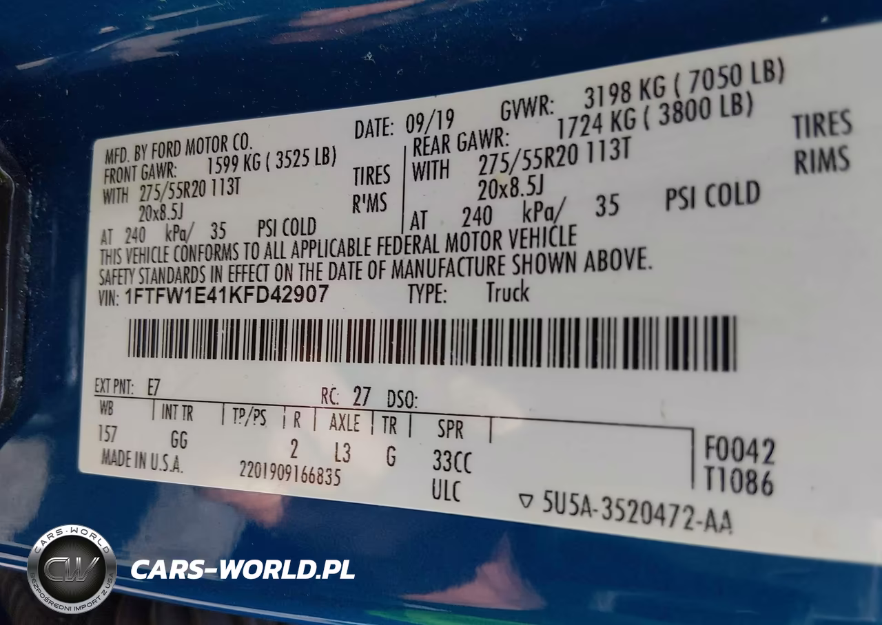 2019 Ford F-150 Xl VIN:1FTFW1E41KFD42907 - 9