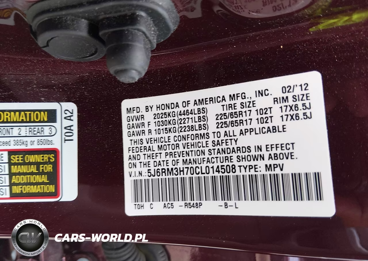 2012 Honda Cr-V Ex-L VIN:5J6RM3H70CL014508 - 9