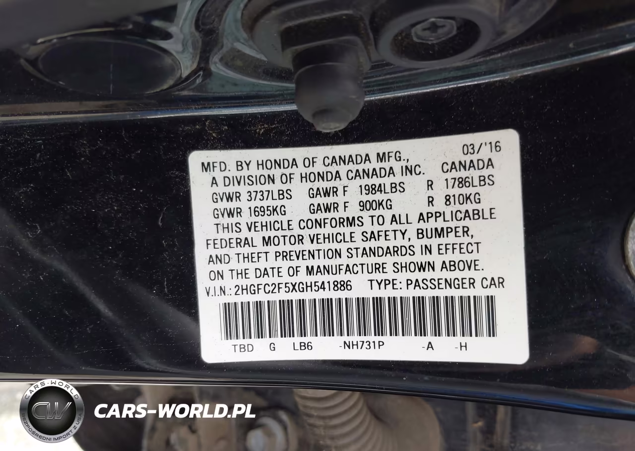 2016 Honda Civic Lx VIN:2HGFC2F5XGH541886 - 9