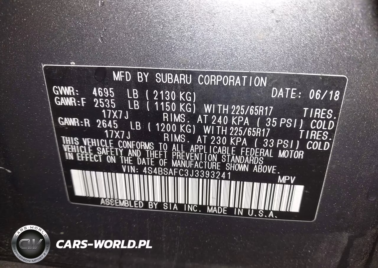 2018 Subaru Outback 2.5I Premium VIN:4S4BSAFC3J3393241 - 9