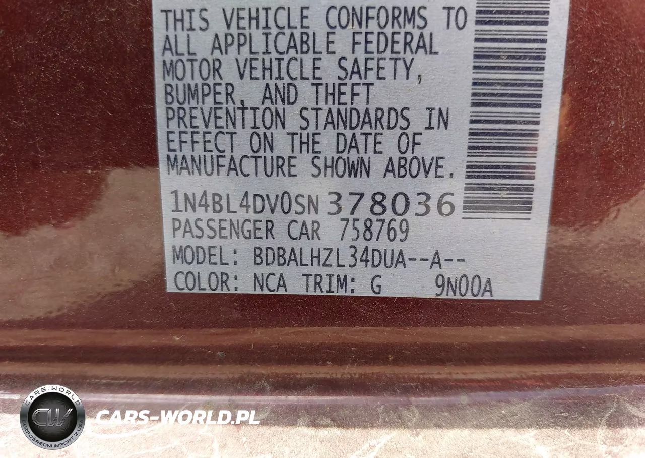 2025 Nissan Altima Sv Fwd VIN:1N4BL4DV0SN378036 - 9
