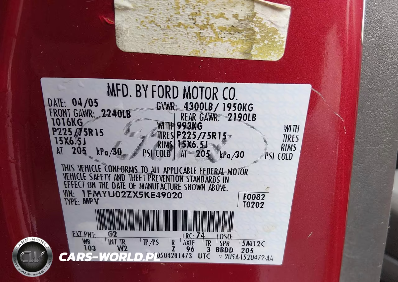 2005 Ford Escape Xls VIN:1FMYU02ZX5KE49020 - 9