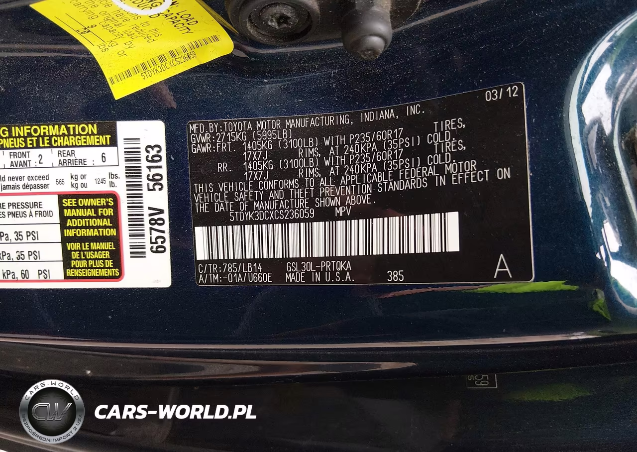 2012 Toyota Sienna Xle V6 8 Passenger VIN:5TDYK3DCXCS236059 - 9