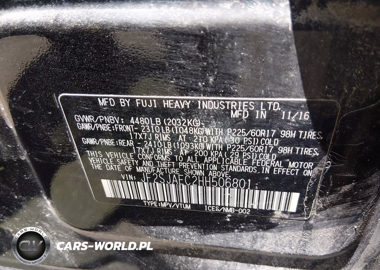 2017 Subaru Forester 2.5I Premium VIN:JF2SJAEC2HH506801 - 9