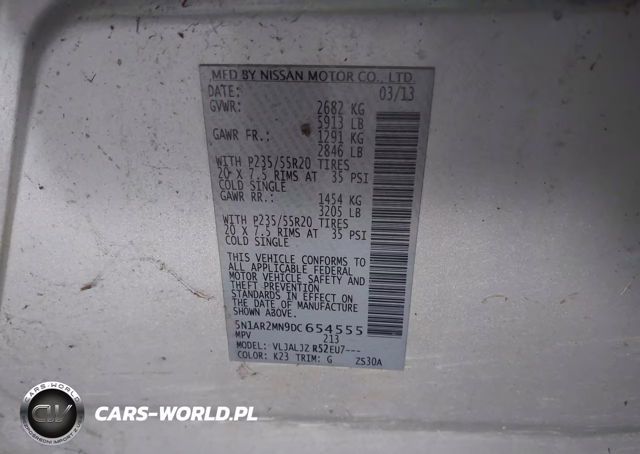 2013 Nissan Pathfinder Platinum VIN:5N1AR2MN9DC654555 - 9