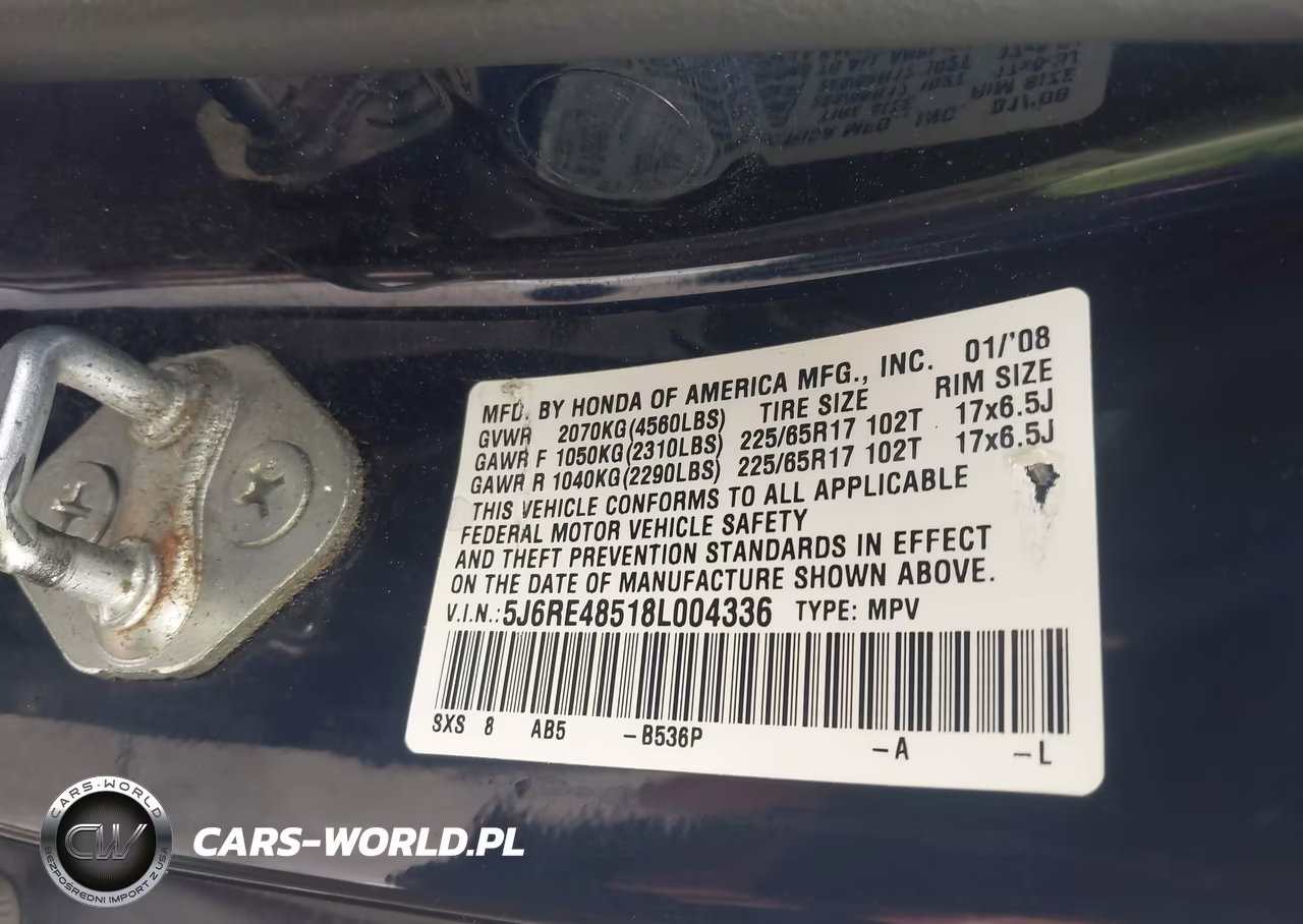 2008 Honda Cr-V Ex VIN:5J6RE48518L004336 - 9