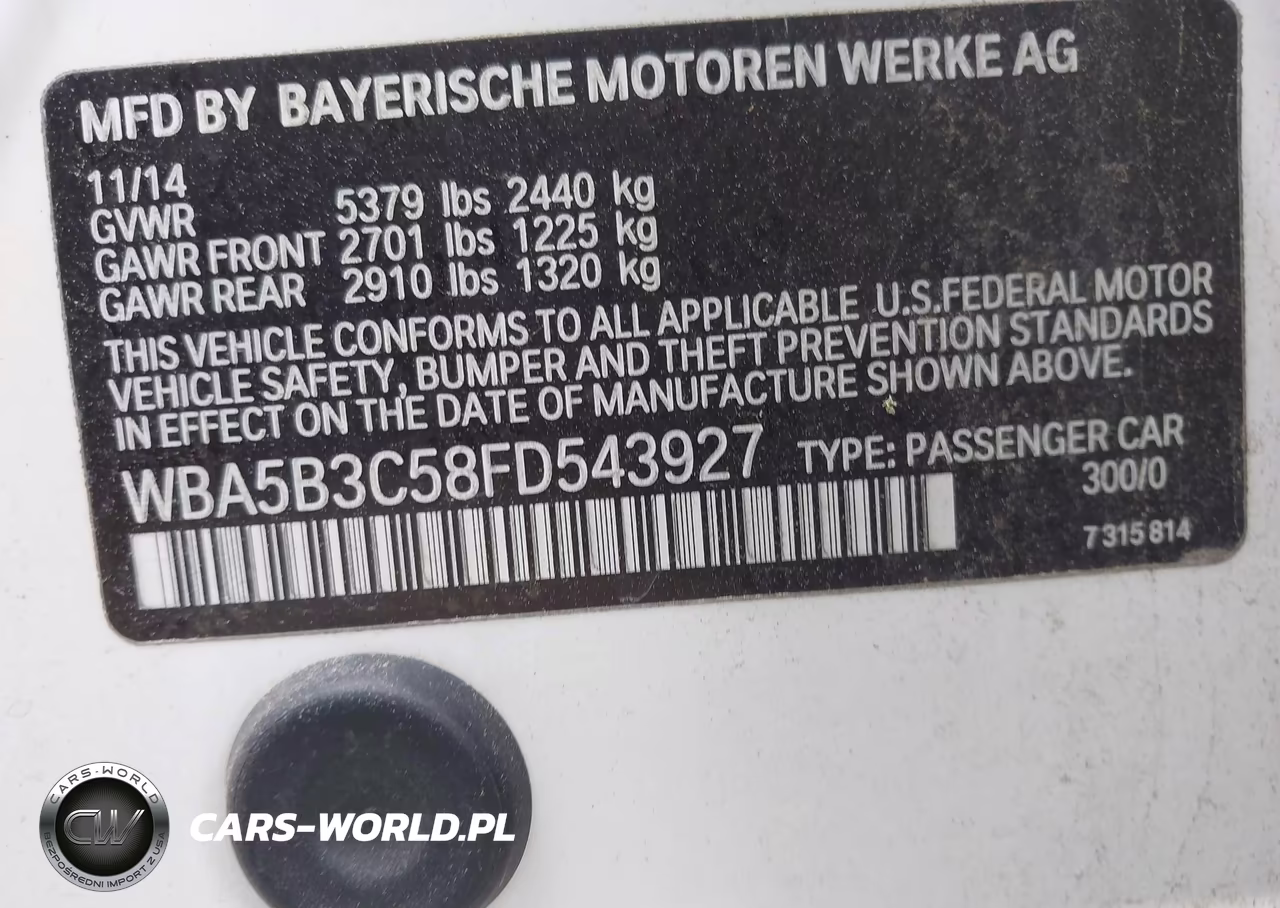 2015 BMW 535I xDrive VIN:WBA5B3C58FD543927 - 9