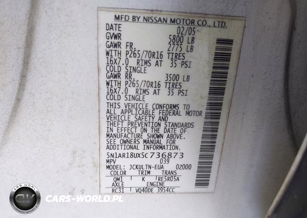 2005 Nissan Pathfinder Se VIN:5N1AR18UX5C736873 - 9