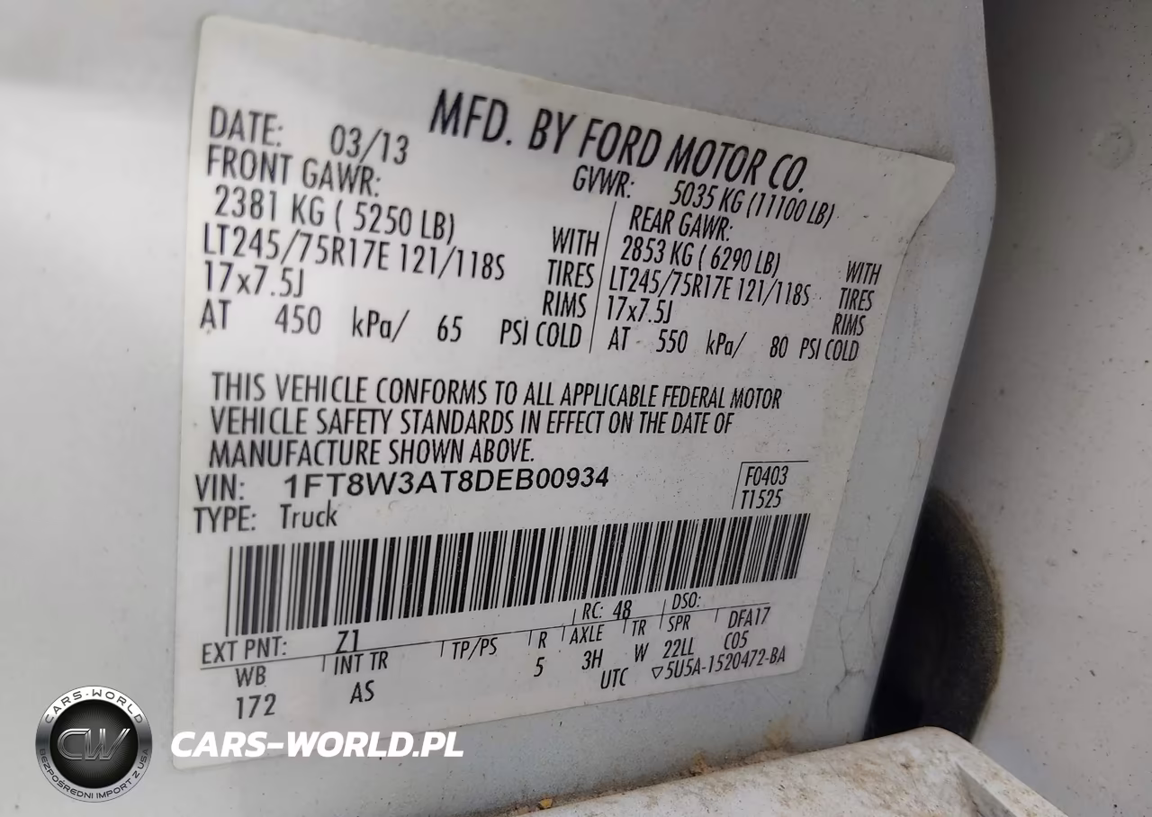 2013 Ford Super Duty F-350 Srw Xl VIN:1FT8W3AT8DEB00934 - 8