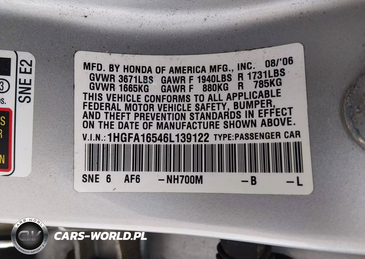 2006 Honda Civic Lx VIN:1HGFA16546L139122 - 9