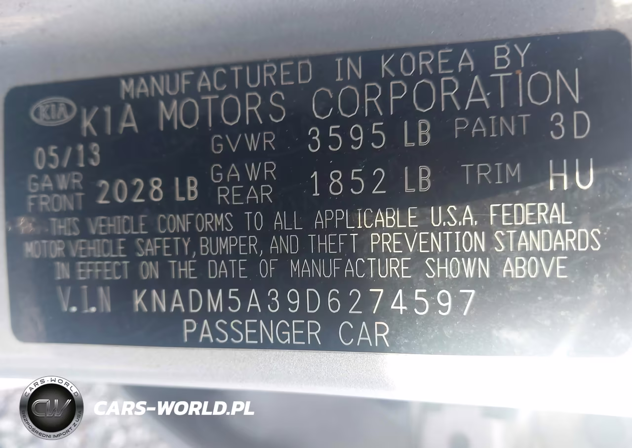 2013 Kia Rio Lx VIN:KNADM5A39D6274597 - 9