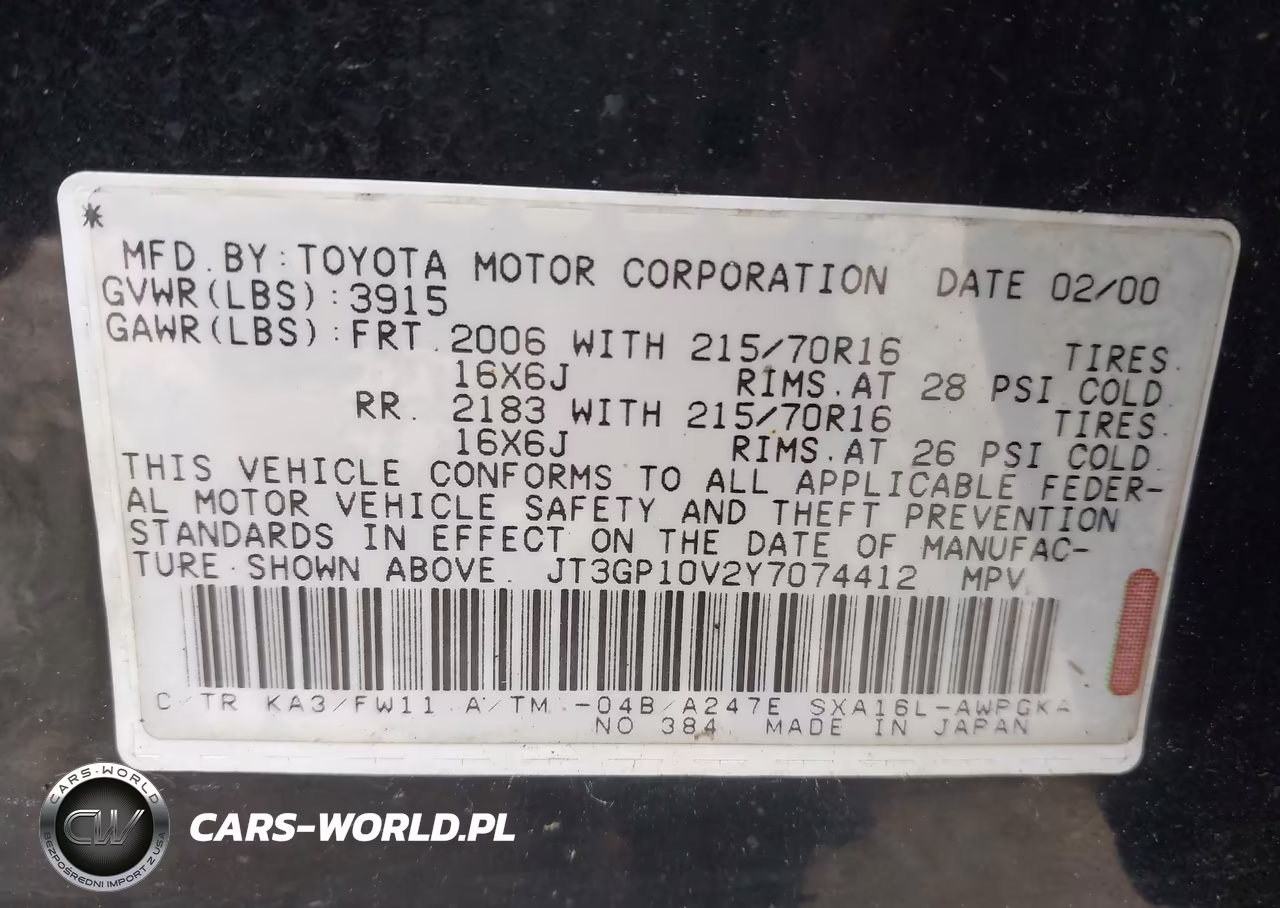 2000 Toyota Rav4 VIN:JT3GP10V2Y7074412 - 9