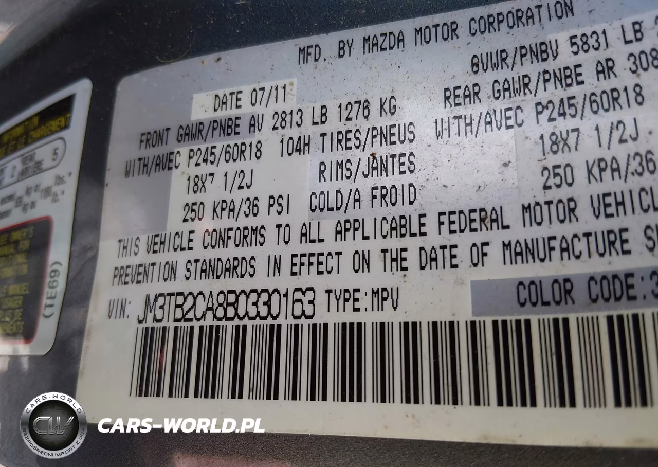 2011 Mazda Cx-9 Touring VIN:JM3TB2CA8B0330163 - 9