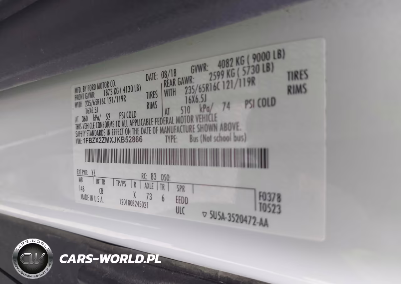 2018 Ford Transit-350 Xl VIN:1FBZX2ZMXJKB52866 - 9