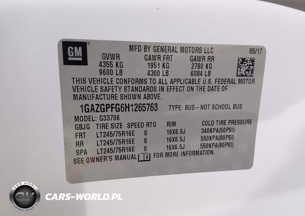 2017 Chevrolet Express 3500 Lt VIN:1GAZGPFG6H1265763 - 9