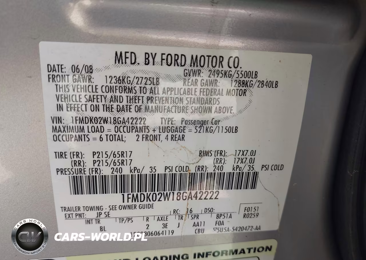 2008 Ford Taurus X Sel VIN:1FMDK02W18GA42222 - 9