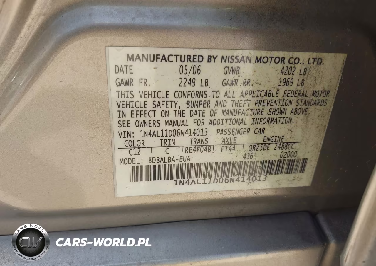 2006 Nissan Altima 2.5 S VIN:1N4AL11D06N414013 - 9
