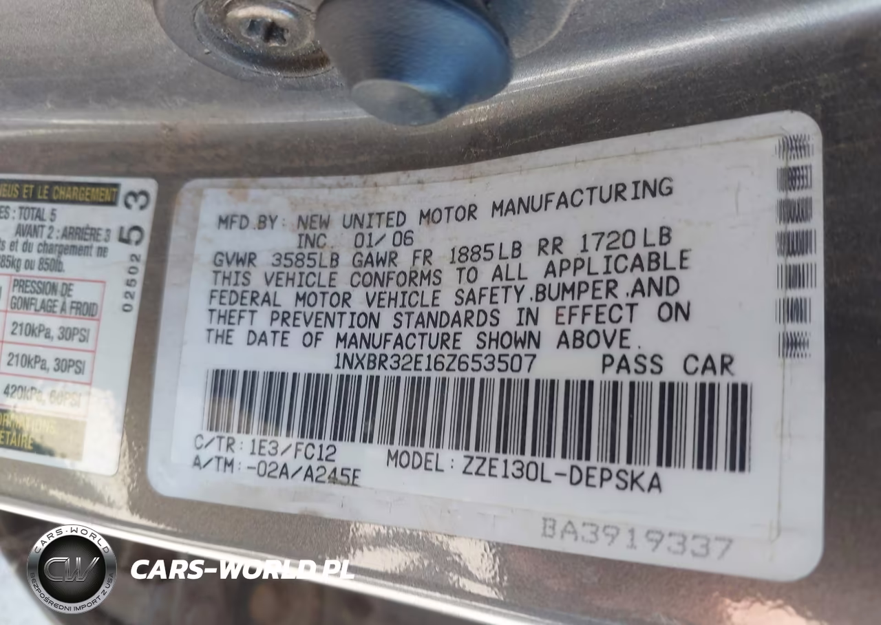 2006 Toyota Corolla S VIN:1NXBR32E16Z653507 - 9